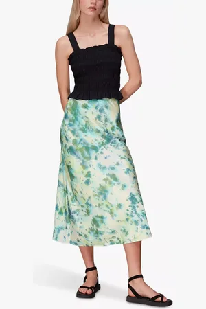 Whistles Waterflower Bias Cut Silk Blend Skirt