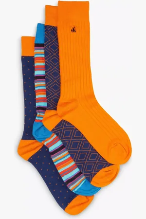 Swole Panda Pattern Bamboo Socks, Pack of 4, Orange/Blue/