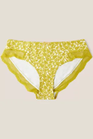 White Stuff Heart Print Lace Trim Shortie Knickers