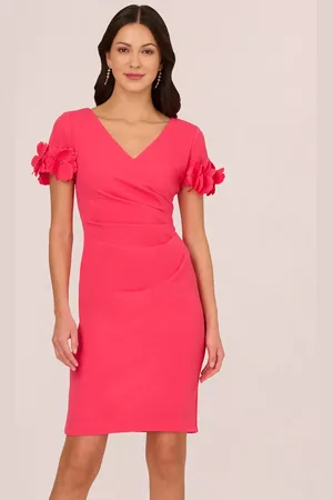 Adrianna Papell Flower Applique Knit Crepe Sheath Dress