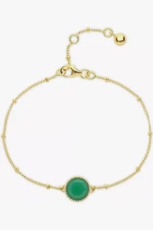 Auree Barcelona Personalised Birthstone Gold Vermeil Beaded Chain Bracelet