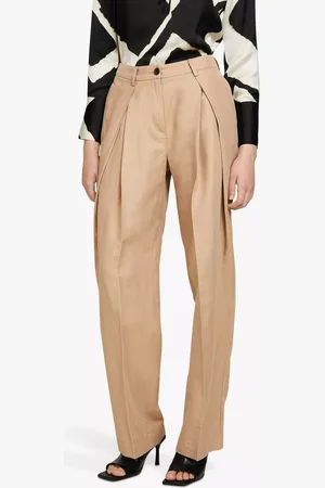 Sisley Pleat Detail Linen Blend Trousers