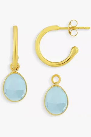 Auree Manhattan Blue Topaz Hoop Earrings