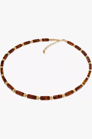 Be-Jewelled Baltic Amber and Square Statement Collar Necklace