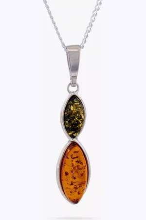 Be-Jewelled Double Marquise Cut Amber Pendant Necklace