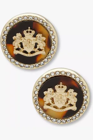Ralph Lauren Lauren Glass Crystal Crest Stud Earrings