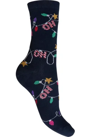 Charnos Christmas Fairy Lights and Sparkle Cotton Blend Ankle Socks, Pack of 2