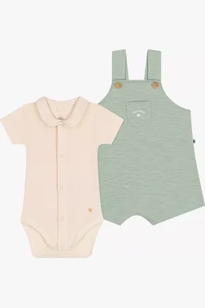 Petit Bateau Baby Jersey Bodysuit & Dungarees Set