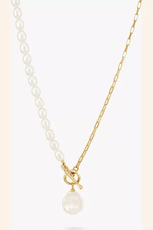 Dower & Hall Keshi Pearl and Chain Necklace, /White