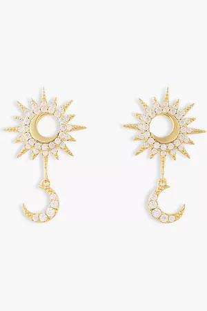 Wanderlust + Co Sunlit Crescent Drop Earrings, Gold