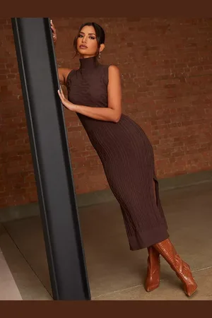 Chi Chi London Cable Knit Roll Neck Midi Dress