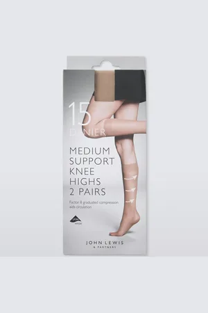 John Lewis 15 Denier Medium Support Knee High Tights, Pack of 2
