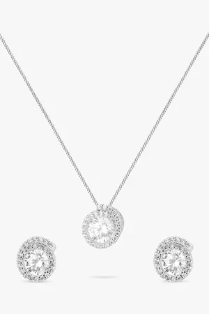IBB Sterling Cubic Zirconia Swirl Earrings & Necklace Gift Set
