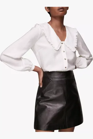Whistles A-Line Leather Mini Skirt