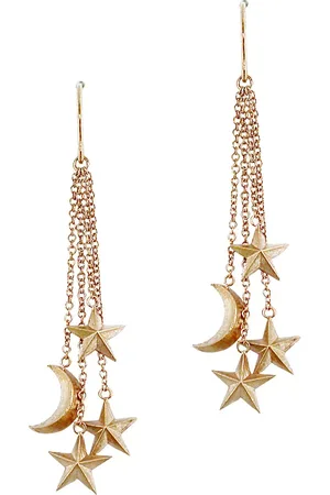 London Road 9ct Moon and Stars Drop Earrings
