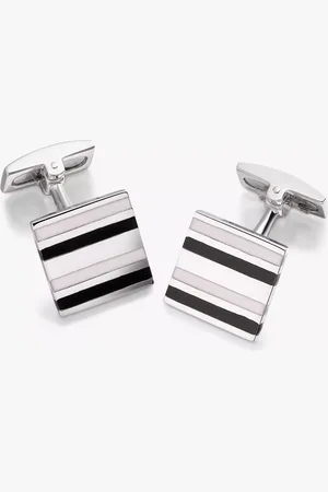 Hoxton Stripe Enamel Square Cufflinks