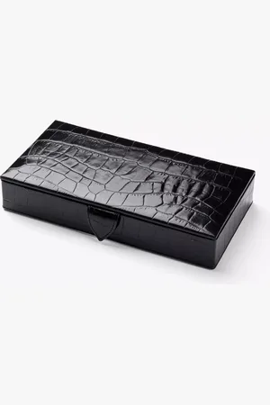 ASPINAL OF LONDON Croc Leather Cufflinks Box