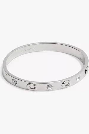 Coach Logo and Crystal Hinged Bangle