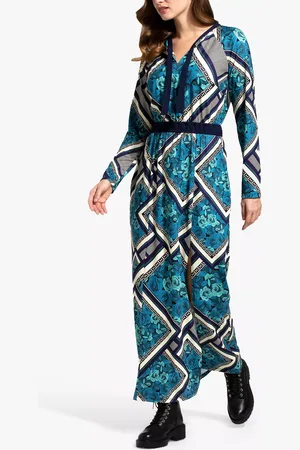 HotSquash Retro Tile Print Long Sleeve Maxi Dress