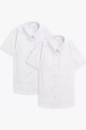 John Lewis Short Sleeve School Blouse, Pack of 2