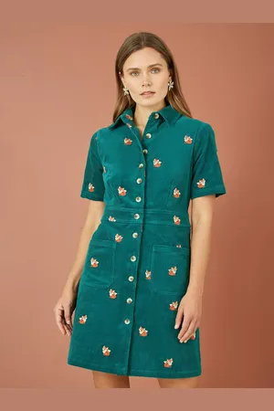 Yumi Fox Corduroy Shirt Dress