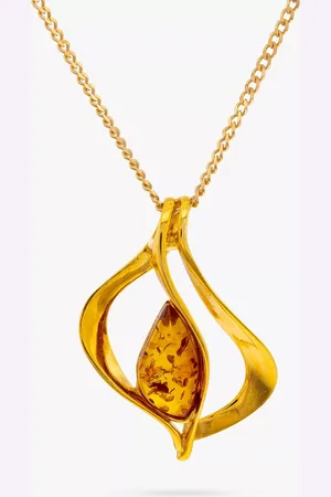 Be-Jewelled Baltic Cognac Amber Pendant Necklace