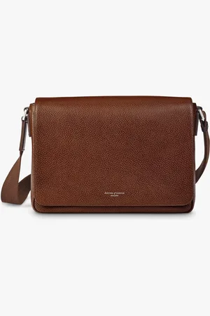 ASPINAL OF LONDON Reporter Pebble Leather Messenger Bag