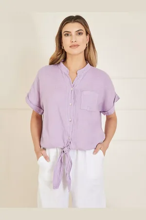 Yumi Italian Linen Front Tie Shirt