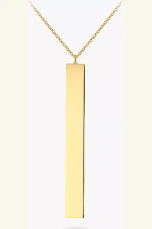 IBB Personalised 9ct Vertical Bar Initial Pendant Necklace