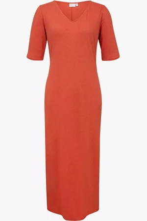 CELTIC & CO. Linen Cotton Blend V-Neck Midi Dress