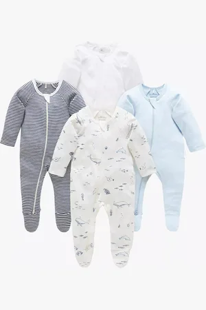 Purebaby Baby Organic Cotton Sleepsuit, Pack of 4