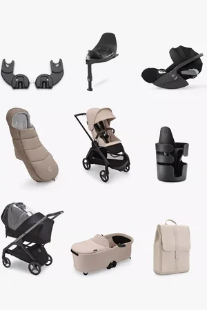 Bugaboo Dragonfly Pushchair, Carrycot & Accessories with Cybex Cloud T i-Size Rotating Car Seat & Base Bundle, Desert Taupe