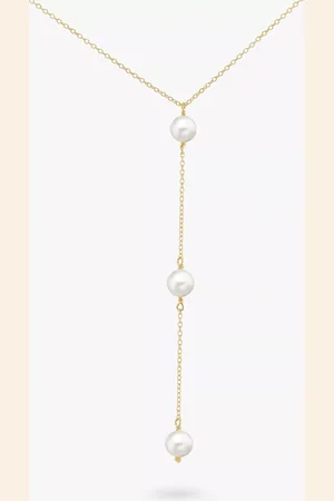 IBB 9ct Yellow Triple Freshwater Pearl Lariat Necklace