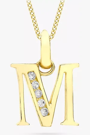 IBB 9ct Gold Cubic Zirconia Initial Pendant Necklace