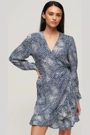 Superdry Printed Long Sleeve Wrap Mini Dress