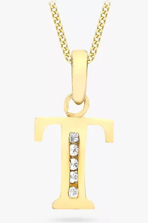 IBB 9ct Gold Cubic Zirconia Initial Pendant Necklace