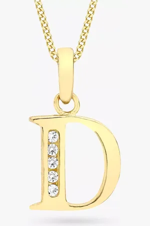 IBB 9ct Gold Cubic Zirconia Initial Pendant Necklace