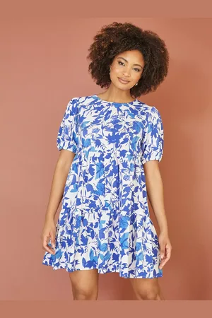 Yumi Mela London Leaf Print Tunic Skater Dress