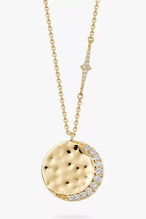 ASTLEY CLARKE Luna White Sapphire Hammered Moon Pendant Necklace
