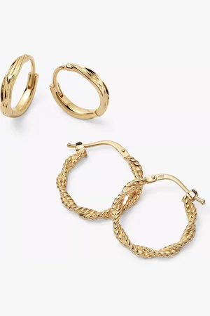 Daisy London Textured and Rope Twist Hoop Earrings, Pack of 2