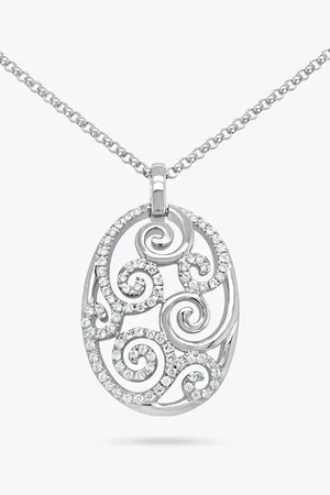 Milton & Humble Jewellery Pre-Loved Simon G. 18ct White Gold Diamond Scrollwork Pendant Necklace
