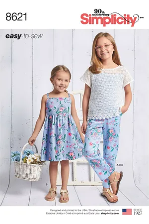 Simplicity Children Dress, Top, Trousers and Knit Camisole Sewing Pattern, 8621