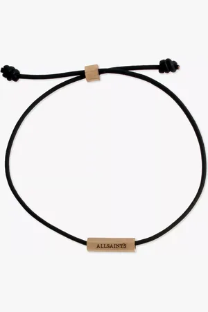 AllSaints Leather Cord and Hexagon Bar Friendship Bracelet