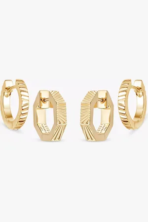 Daisy London Textured Huggie Hoop Earrings, Pack of 2 Pairs