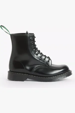 SOLOVAIR Made in England 8 Eyelet Hi Shine Leather Derby Boots