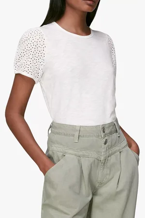 Whistles Broderie Puff Sleeve T-Shirt