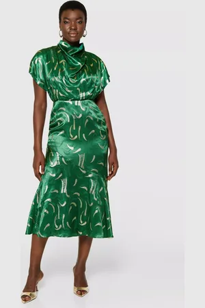 Closet Cowl Neck A-Line Satin Midi Dress