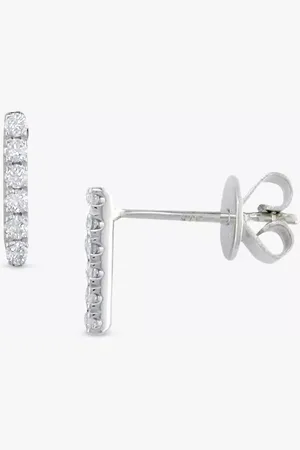 London Road 9ct White Gold Diamond Bar Stud Earrings