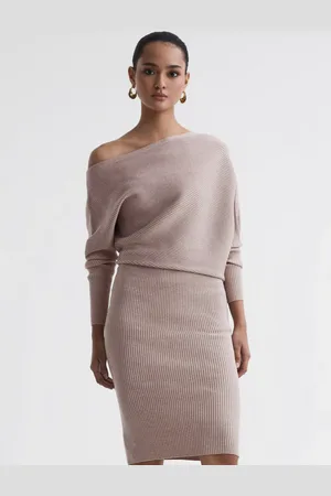 Reiss Lara Ribbed Knee Length Jumper Dress