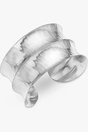 Dower & Hall Sterling Double Concave Hammered Cuff